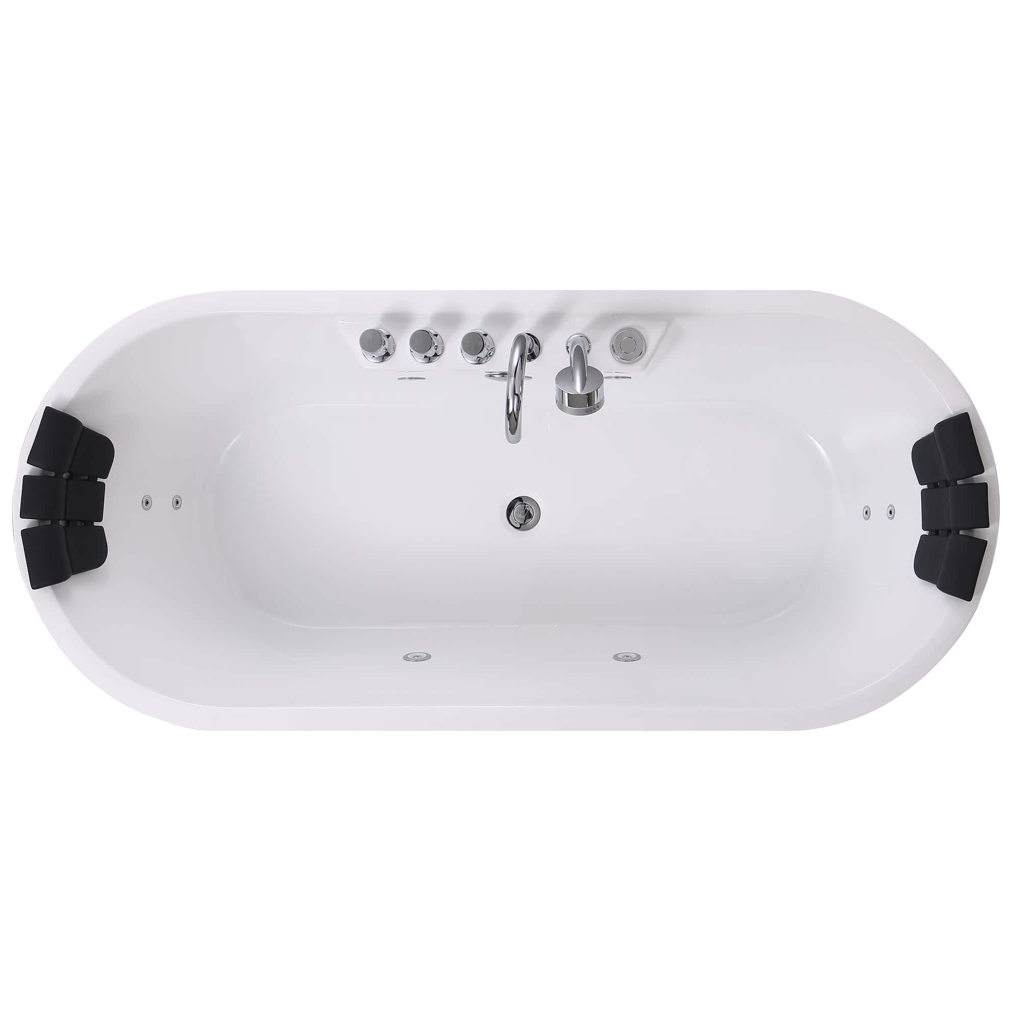 Empava-67AIS01 whirlpool acrylic freestanding hydromassage oval double-ended bathtub white background