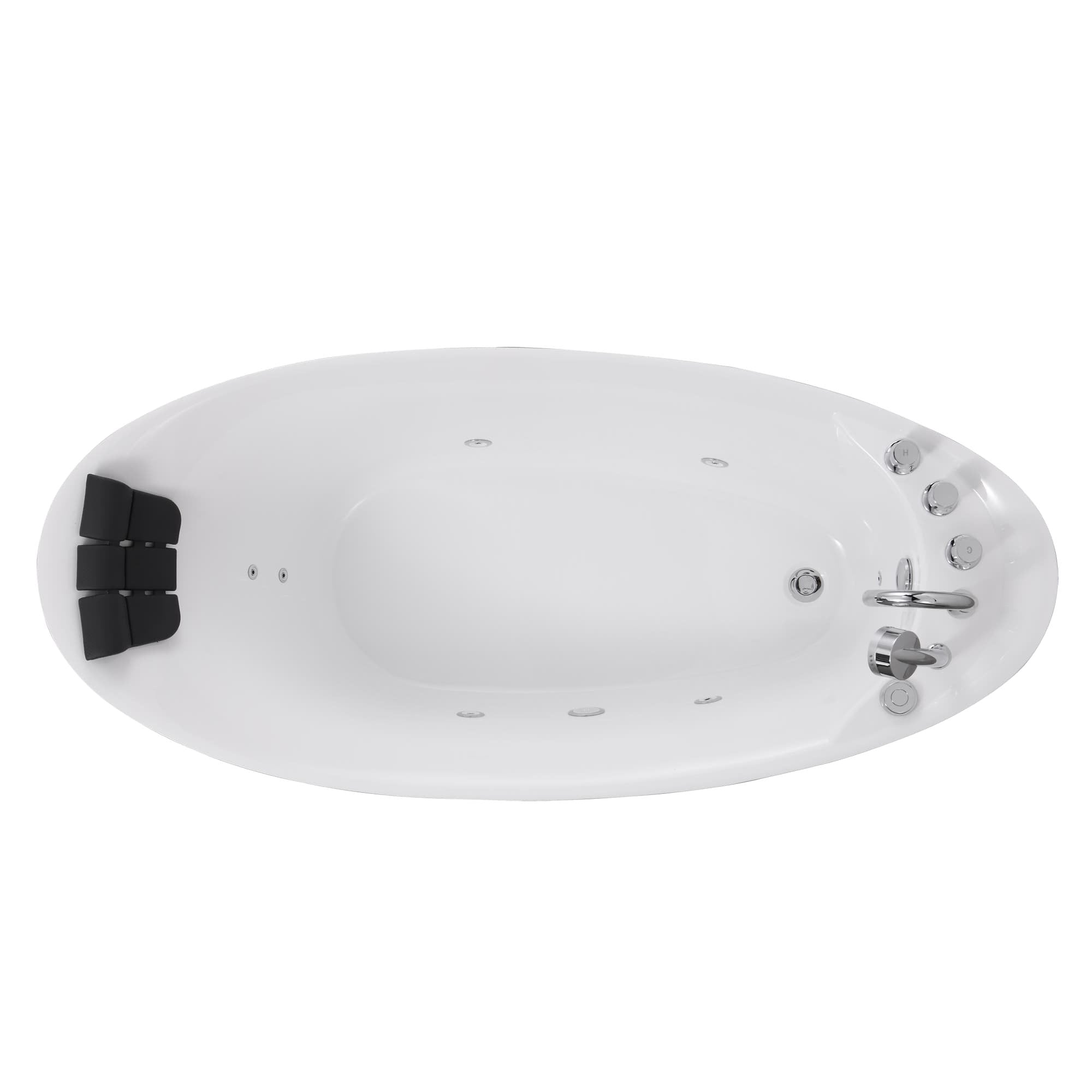 Empava-67AIS02 whirlpool acrylic freestanding hydromassage oval single-ended bathtub white background