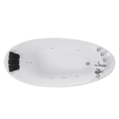 Empava-67AIS02 whirlpool acrylic freestanding hydromassage oval single-ended bathtub white background