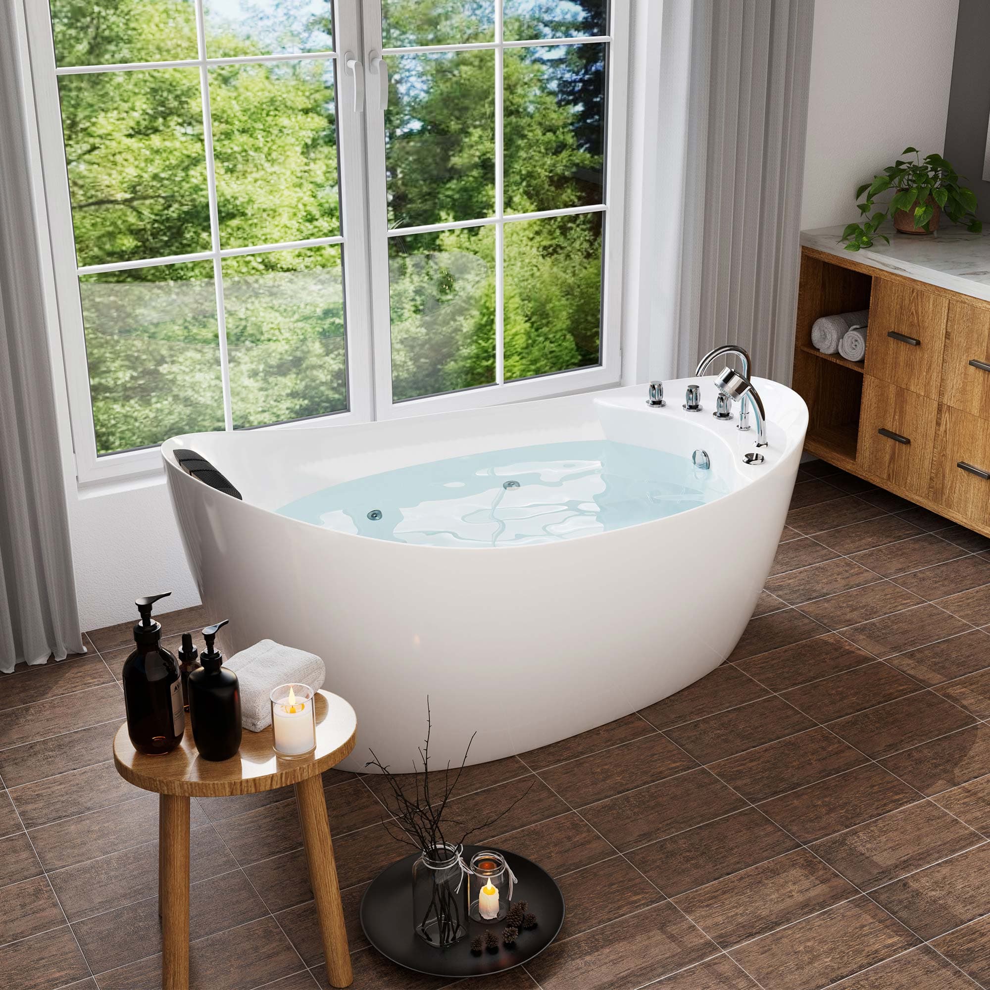 Empava-67AIS02 whirlpool acrylic freestanding hydromassage oval single-ended bathtub