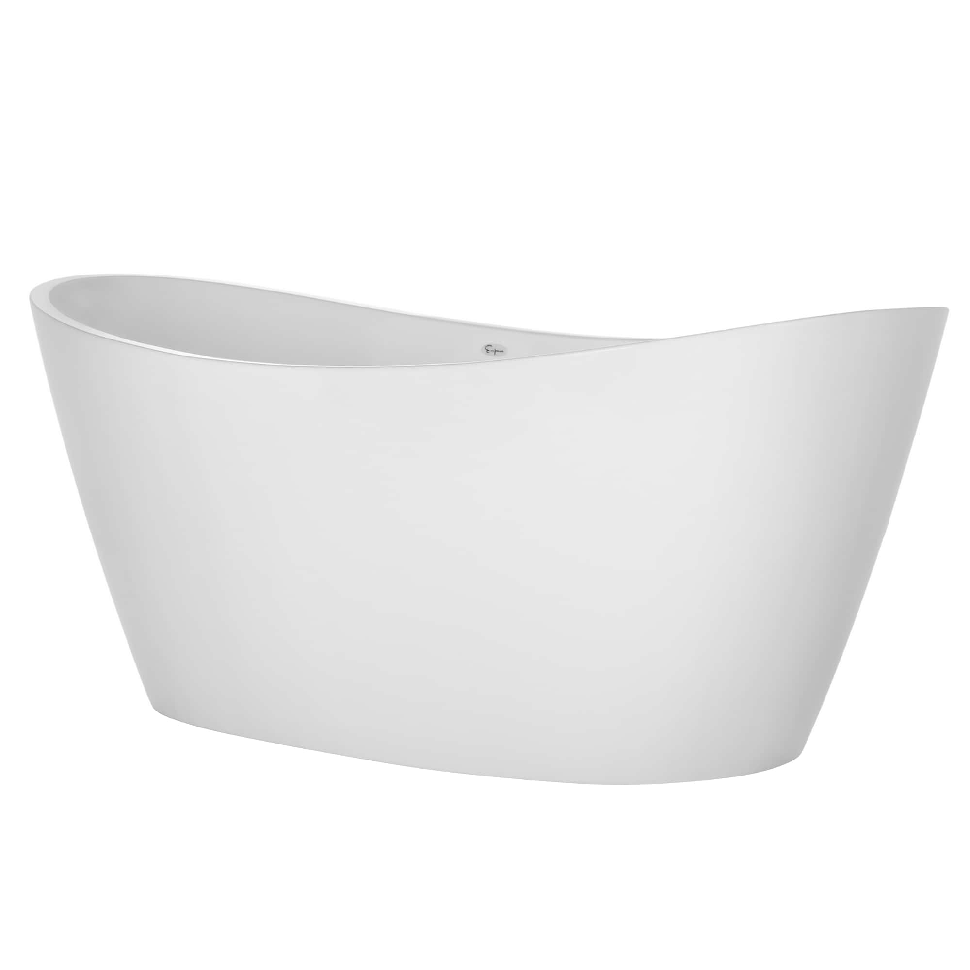 Empava-67FT1518LED freestanding acrylic soaking oval modern white SPA bathtub with LED Lights