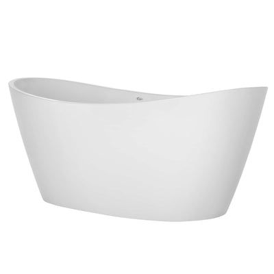 Empava-67FT1518LED freestanding acrylic soaking oval modern white SPA bathtub with LED Lights