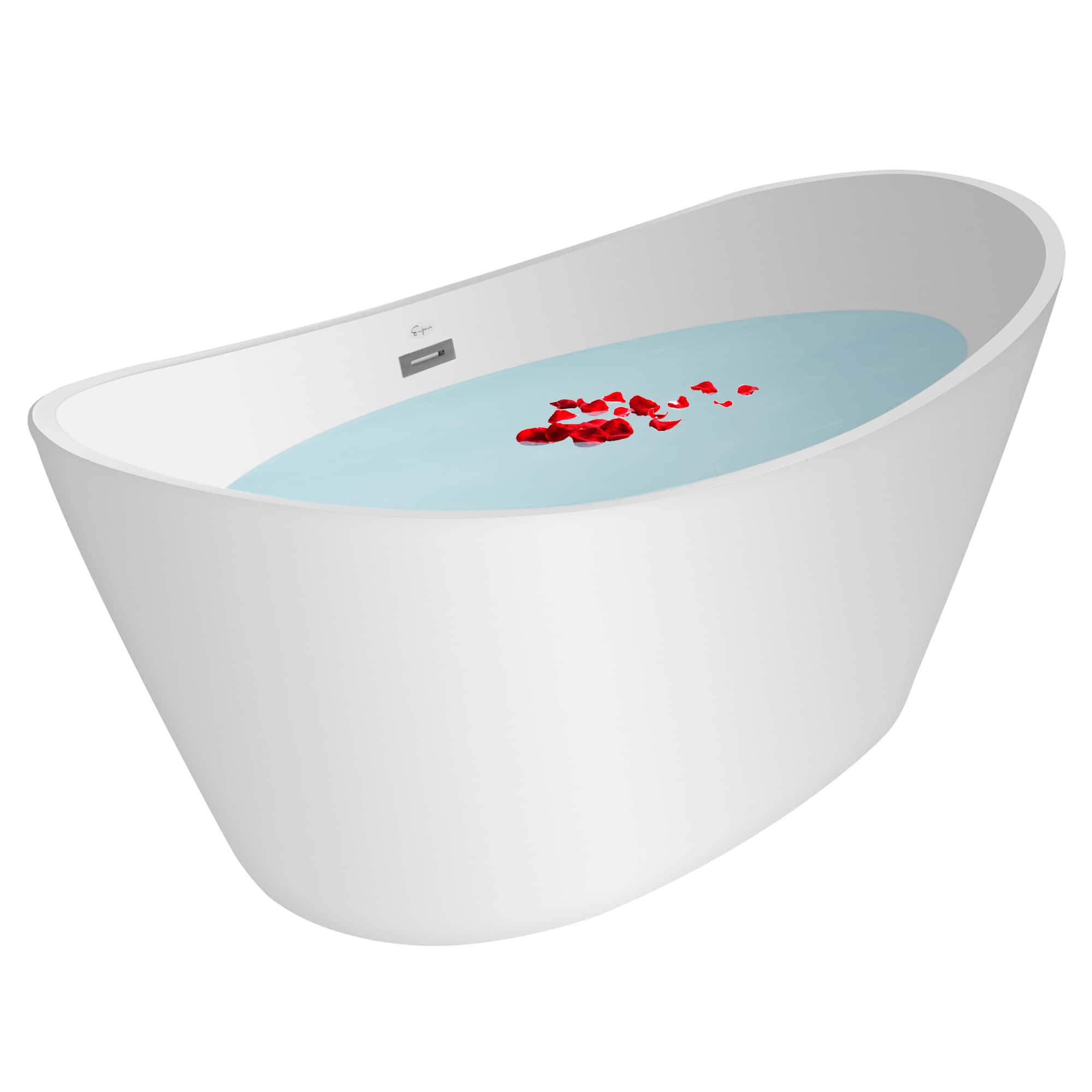 Empava-67FT1518LED freestanding acrylic soaking oval modern white SPA bathtub with LED Lights