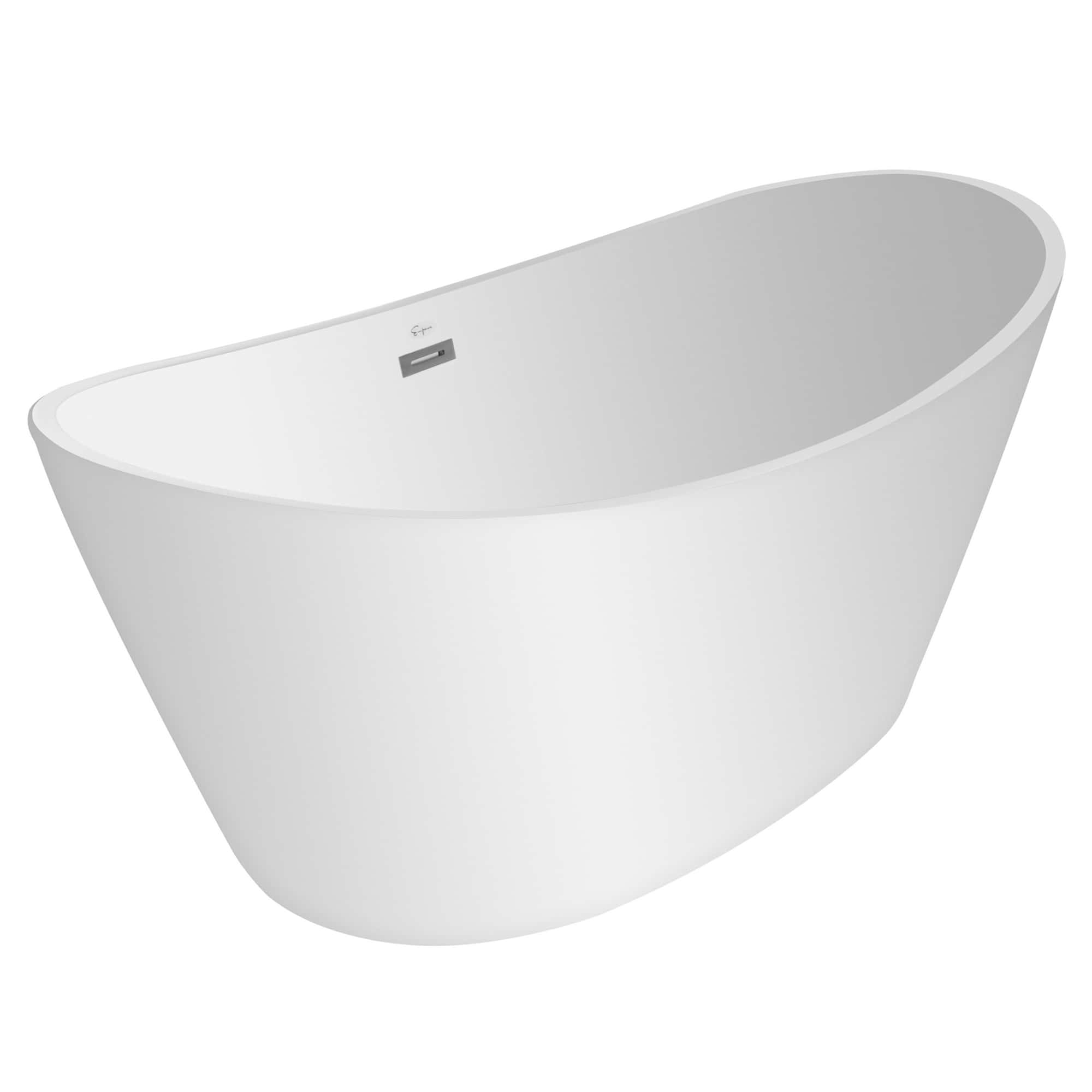 Empava-67FT1518LED freestanding acrylic soaking oval modern white SPA bathtub with LED Lights