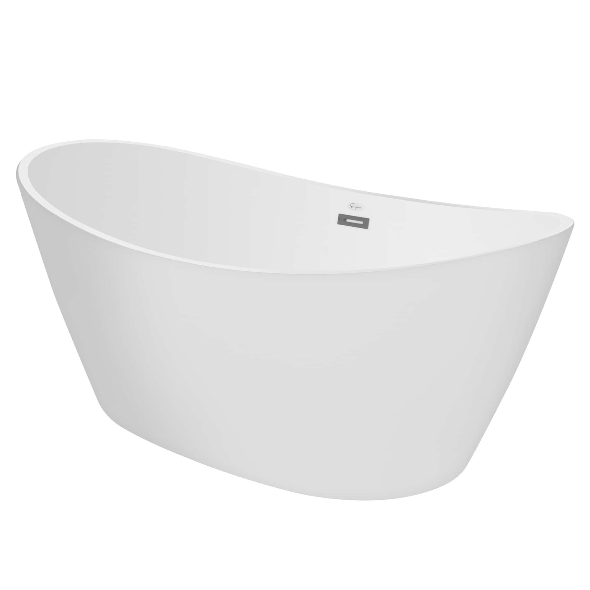 Empava-67FT1518LED freestanding acrylic soaking oval modern white SPA bathtub with LED Lights