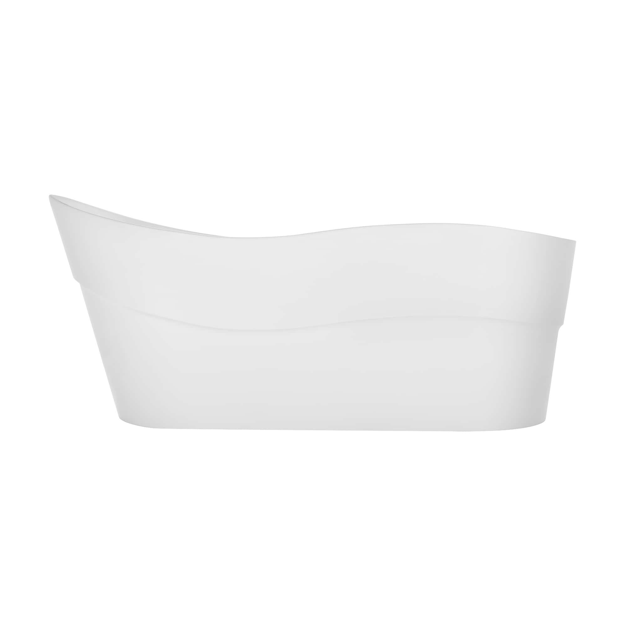 Empava-67FT1527 luxury freestanding acrylic soaking oval modern white SPA single-ended curved bathtub