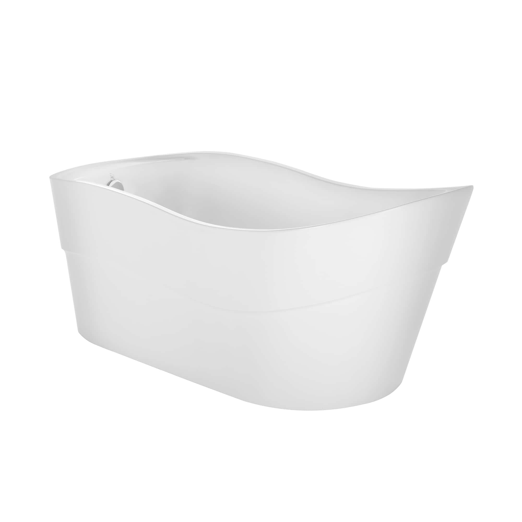 Empava-67FT1527 luxury freestanding acrylic soaking oval modern white SPA single-ended curved bathtub