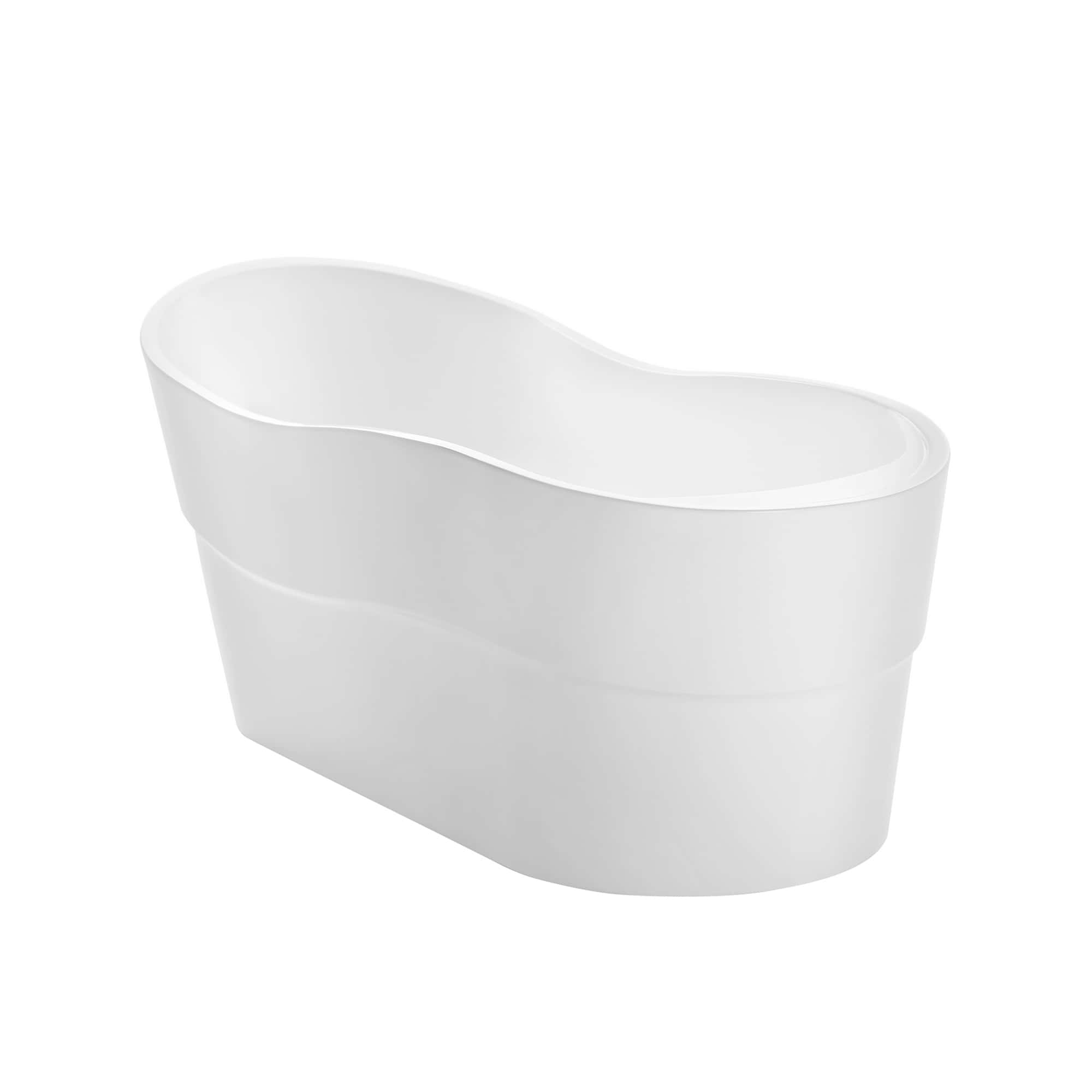 Empava-67FT1527 luxury freestanding acrylic soaking oval modern white SPA single-ended curved bathtub