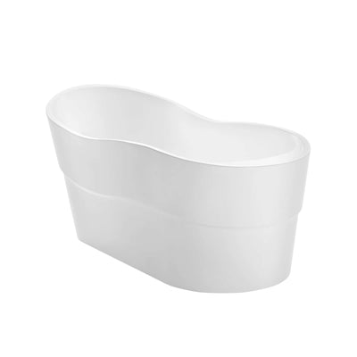 Empava-67FT1527 luxury freestanding acrylic soaking oval modern white SPA single-ended curved bathtub