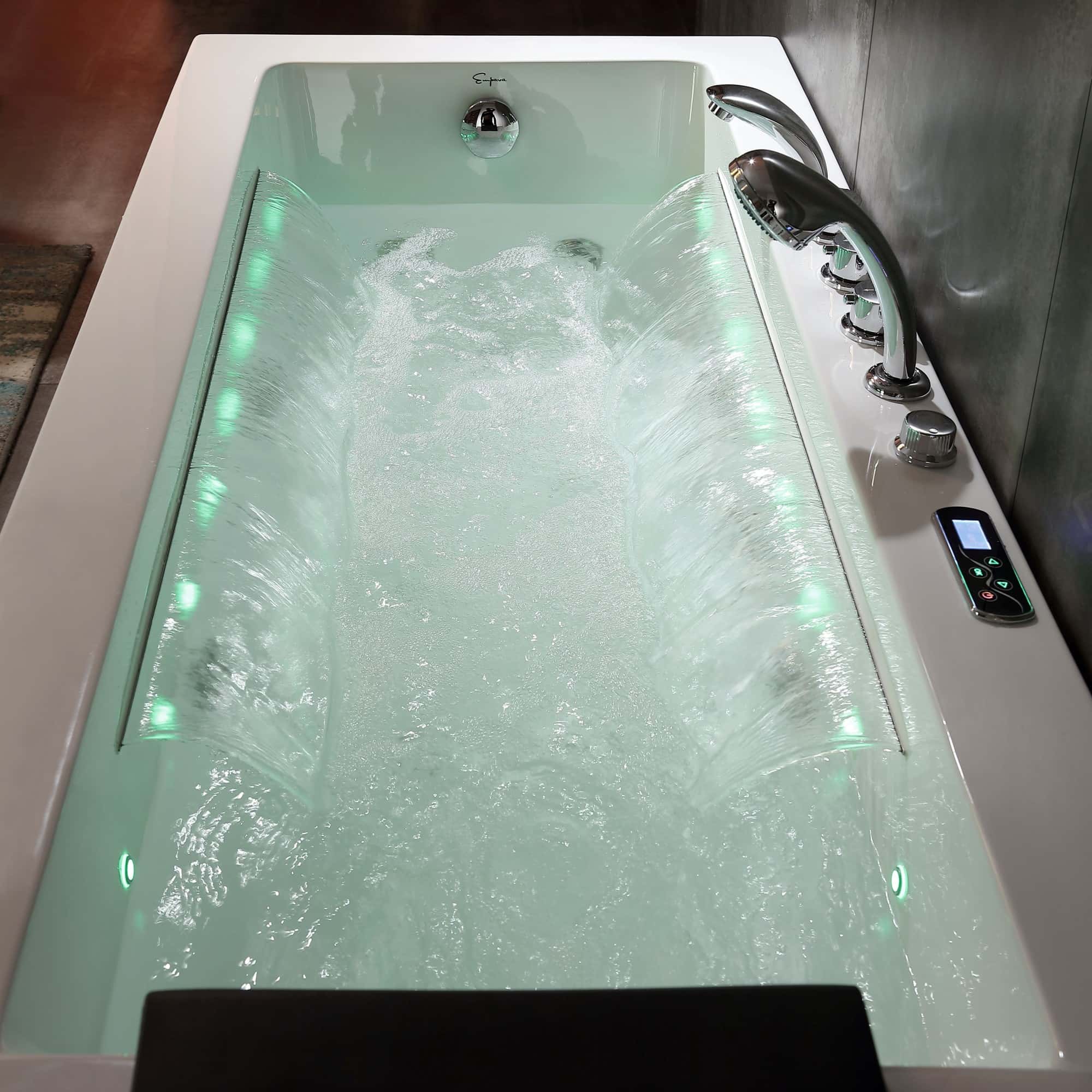 EMPV-67JT351LED-67" Alcove Combination Massage Inline Heater LED Tub with Left Drain-2