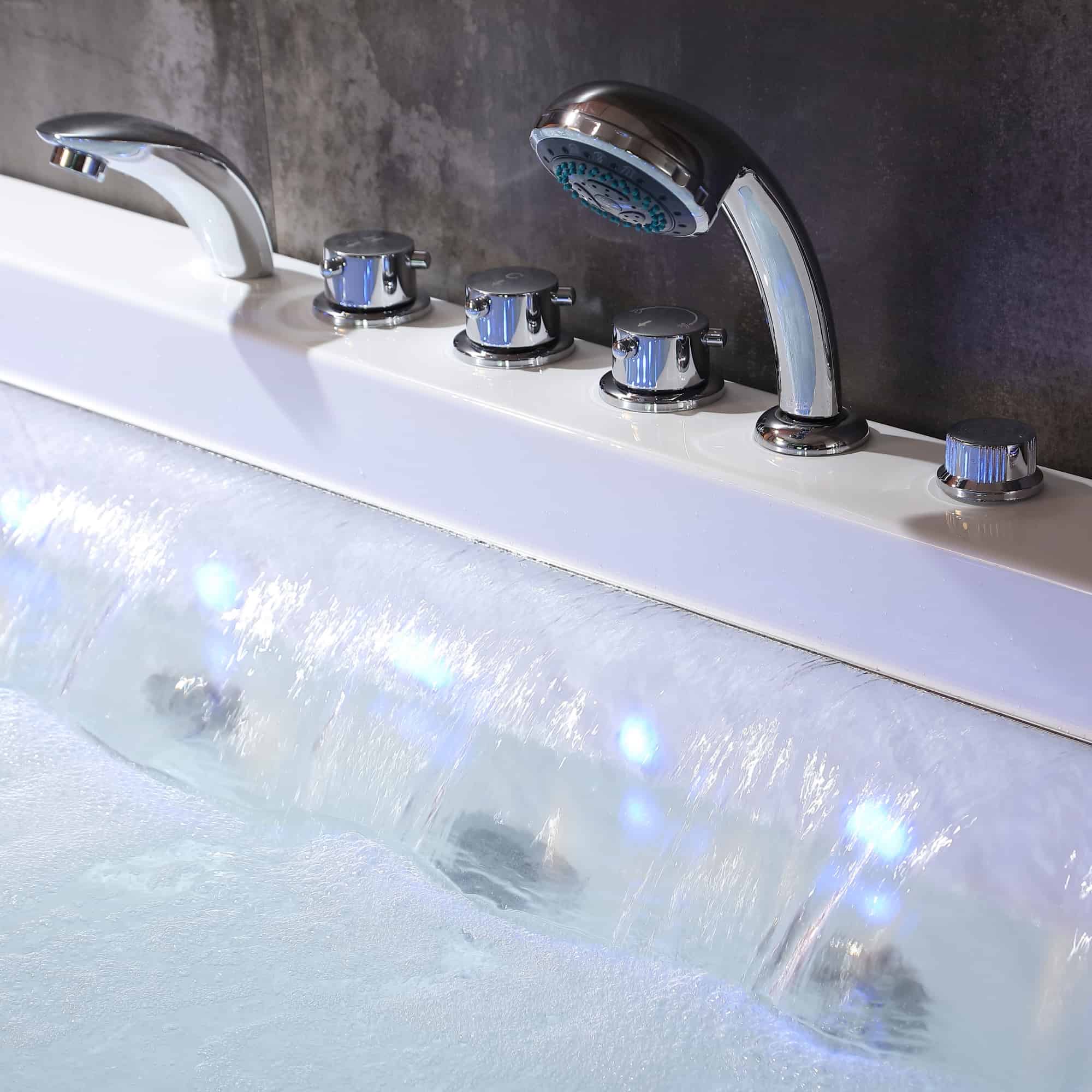 EMPV-67JT351LED-67" Alcove Combination Massage Inline Heater LED Tub with Left Drain-faucet