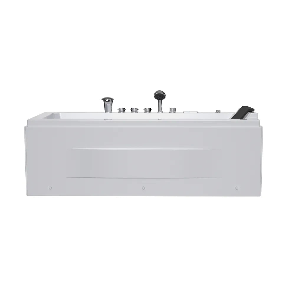 whirlpool bath tub with left drain dual massage Empava-67JT351LED front view