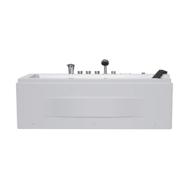 whirlpool bath tub with left drain dual massage Empava-67JT351LED front view