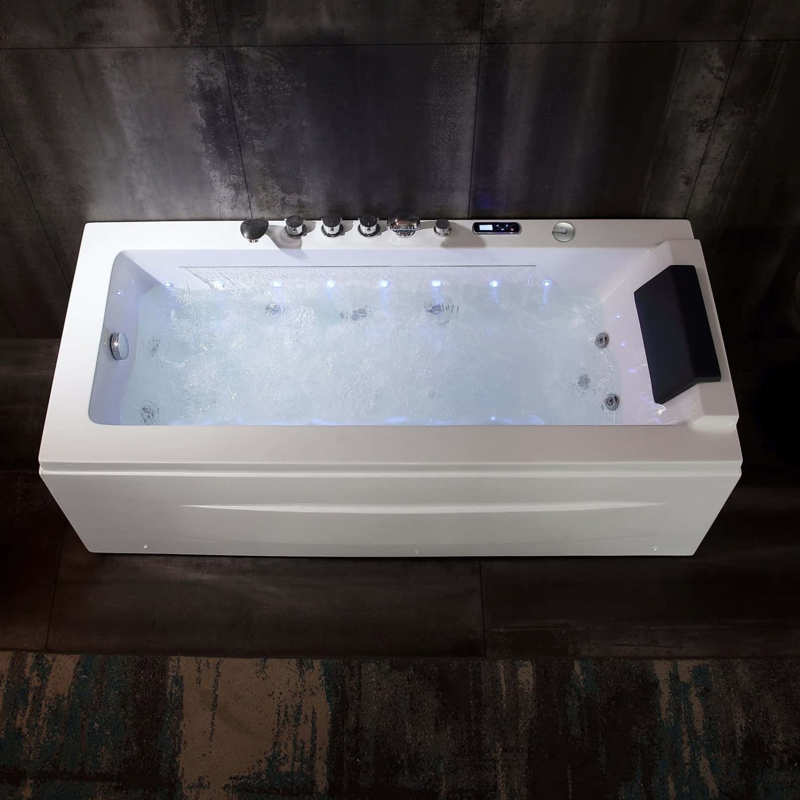 EMPV-67JT351LED-67" Alcove Combination Massage Inline Heater LED Tub with Left Drain-4