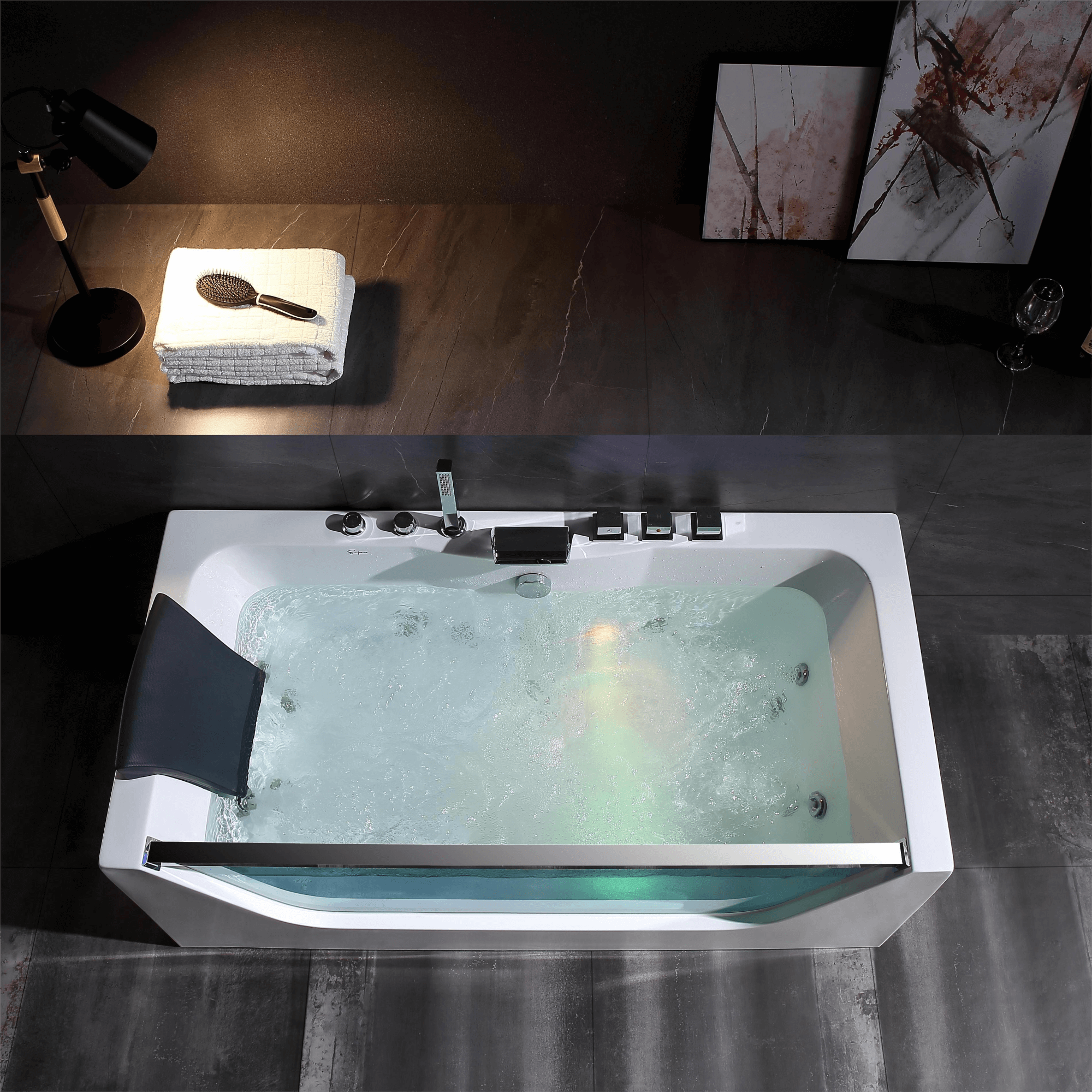 EMPV-67JT408LED-67" Alcove LED Whirlpool Bathtub with Center Drain-3