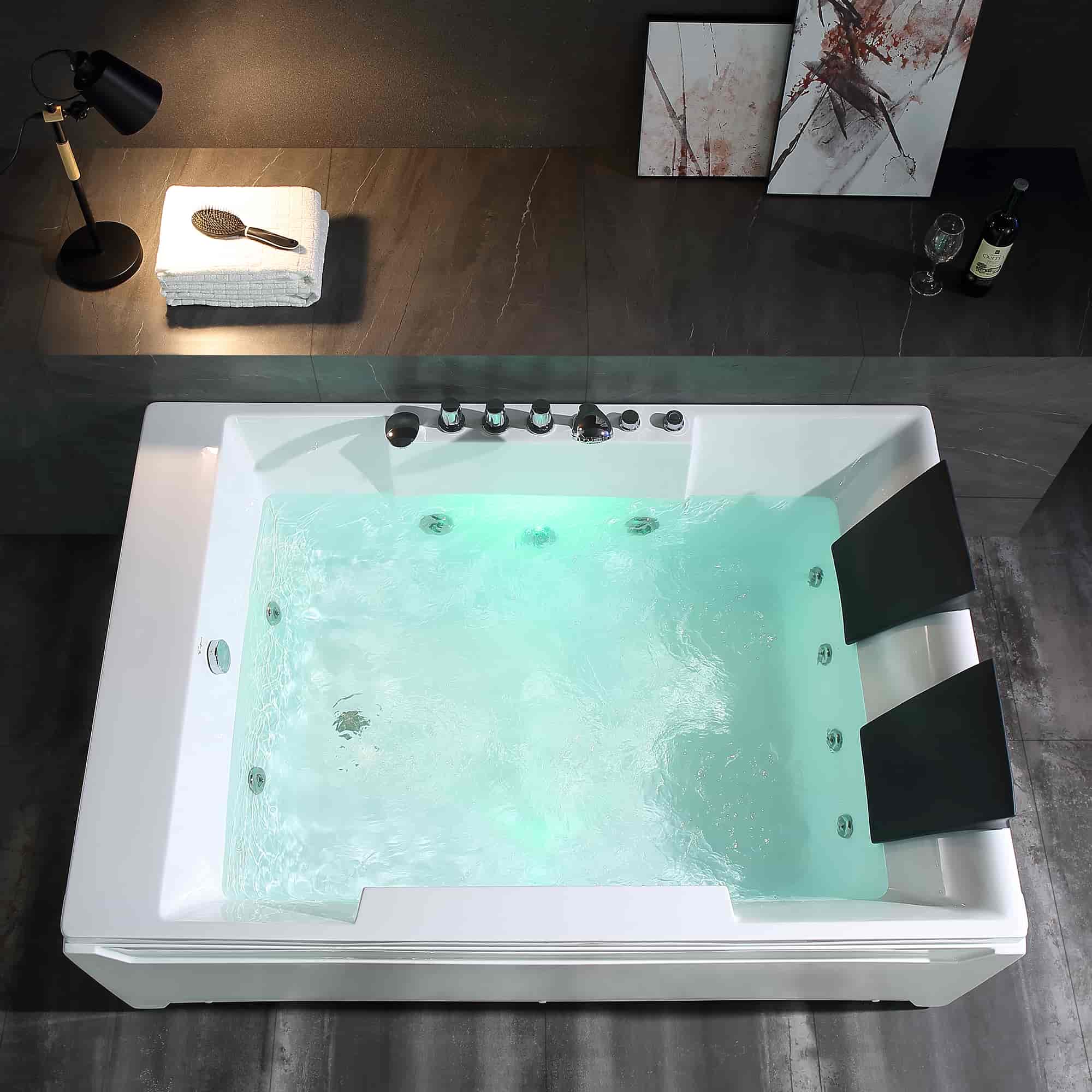 EMPV-72JT367LED-72" Alcove Whirlpool LED Bathtub for 2 Persons with Left Drain-2