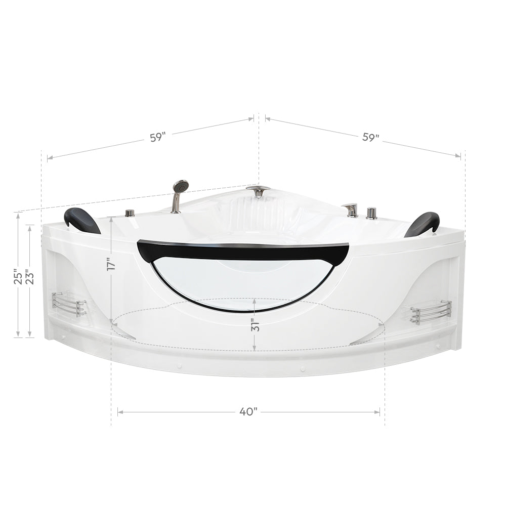 EMPV-59JT319LED-59" Alcove Whirlpool Inline Heater LED Tub with Left Drain-size-chart