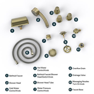 Bathtub Faucet Fixtures For EMPV-71JT667B 2-Person Whirlpool Tub Bronze Fixture-6