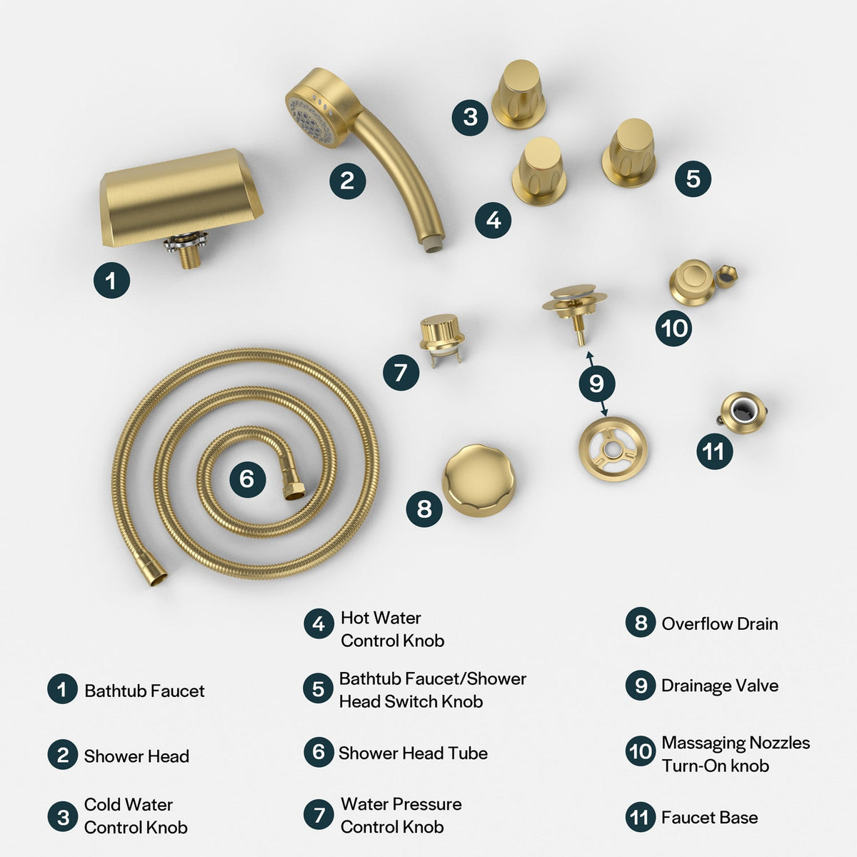 Bathtub Faucet Fixtures For EMPV-71JT667B 2-Person Whirlpool Tub Brushed Gold Fixture-6