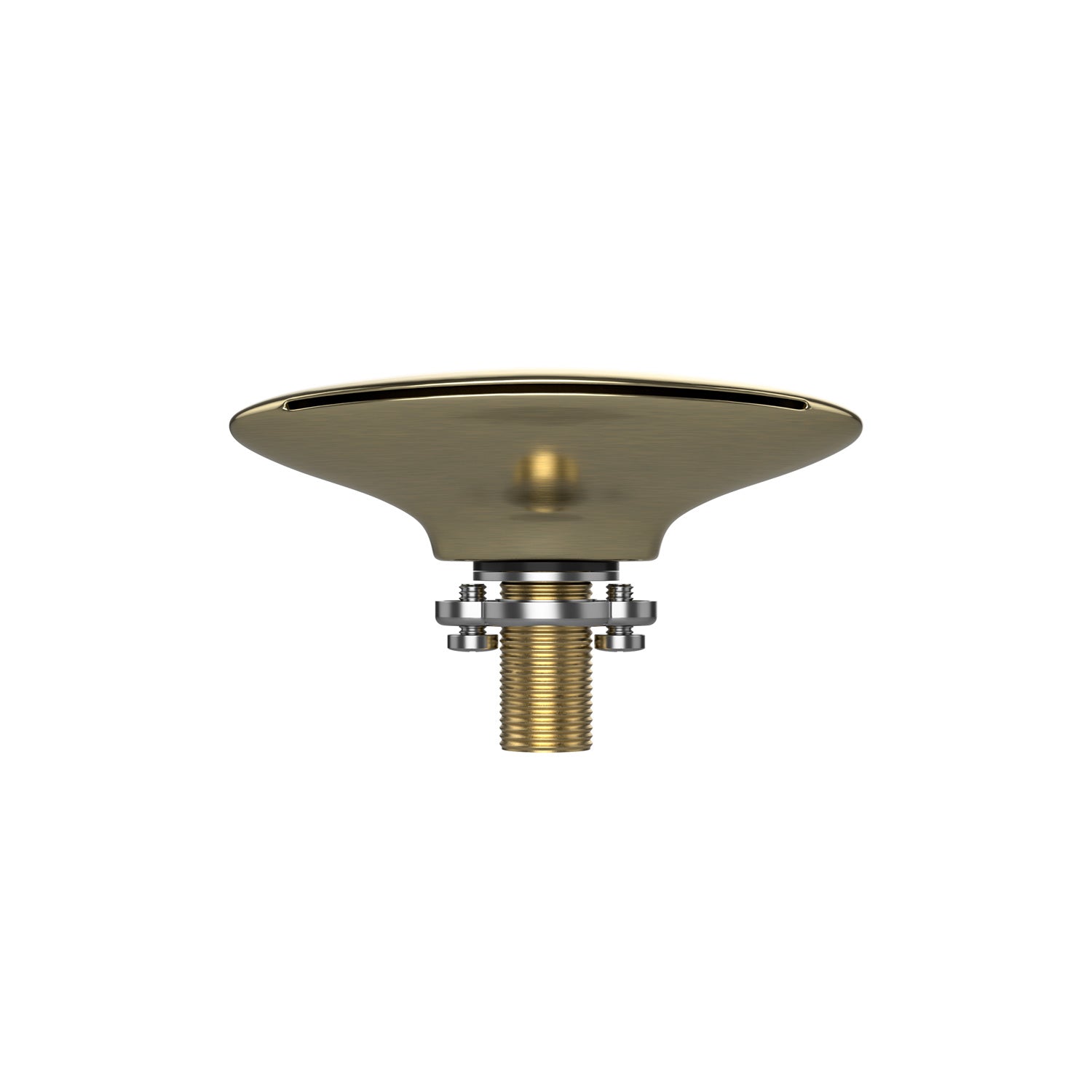 An angled Bathtub Faucet Fixture for EMPV-59JT319LED Corner Tub by Empava, crafted in a sleek, brushed bronze finish. Featuring a round head with multiple spray nozzles and a threaded connector at the base, this design seamlessly blends modern style with a vintage bronze look.