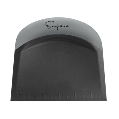 The Empava Pro Pastry Dough Scraper & Chopper EMPV-GIFT02 features a black and gray design with the "Empava" label on the top. It has a curved top edge, a flat bottom with centimeter measurement markings, and a sleek, ergonomic design.
