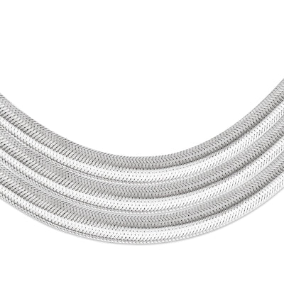 A detailed image of the Empava 2pcs 1/4" NPT Stainless Braided Hose EMPV-12EH42 against a white background. The hose features multiple parallel stainless steel braids, displaying its intricate, polished design.
