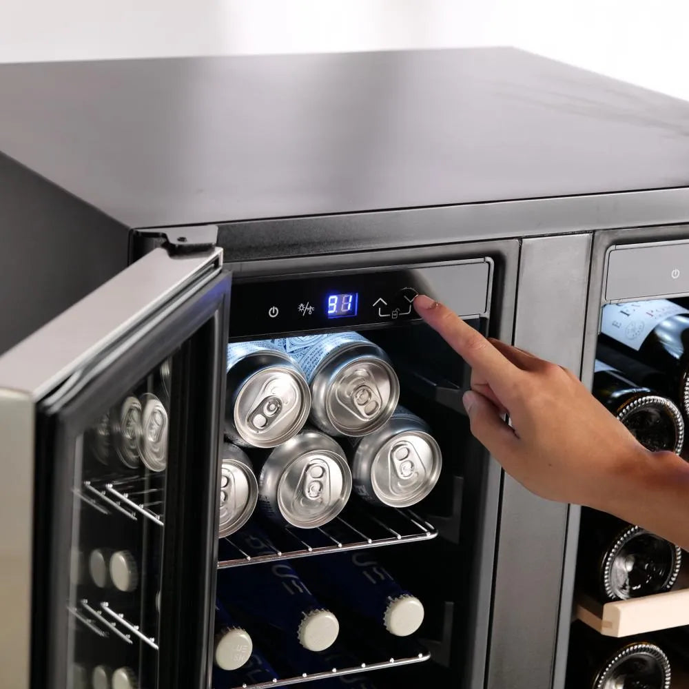 Empava 24 inch Dual Zone Wine and Beer Fridge Beverage Cooler