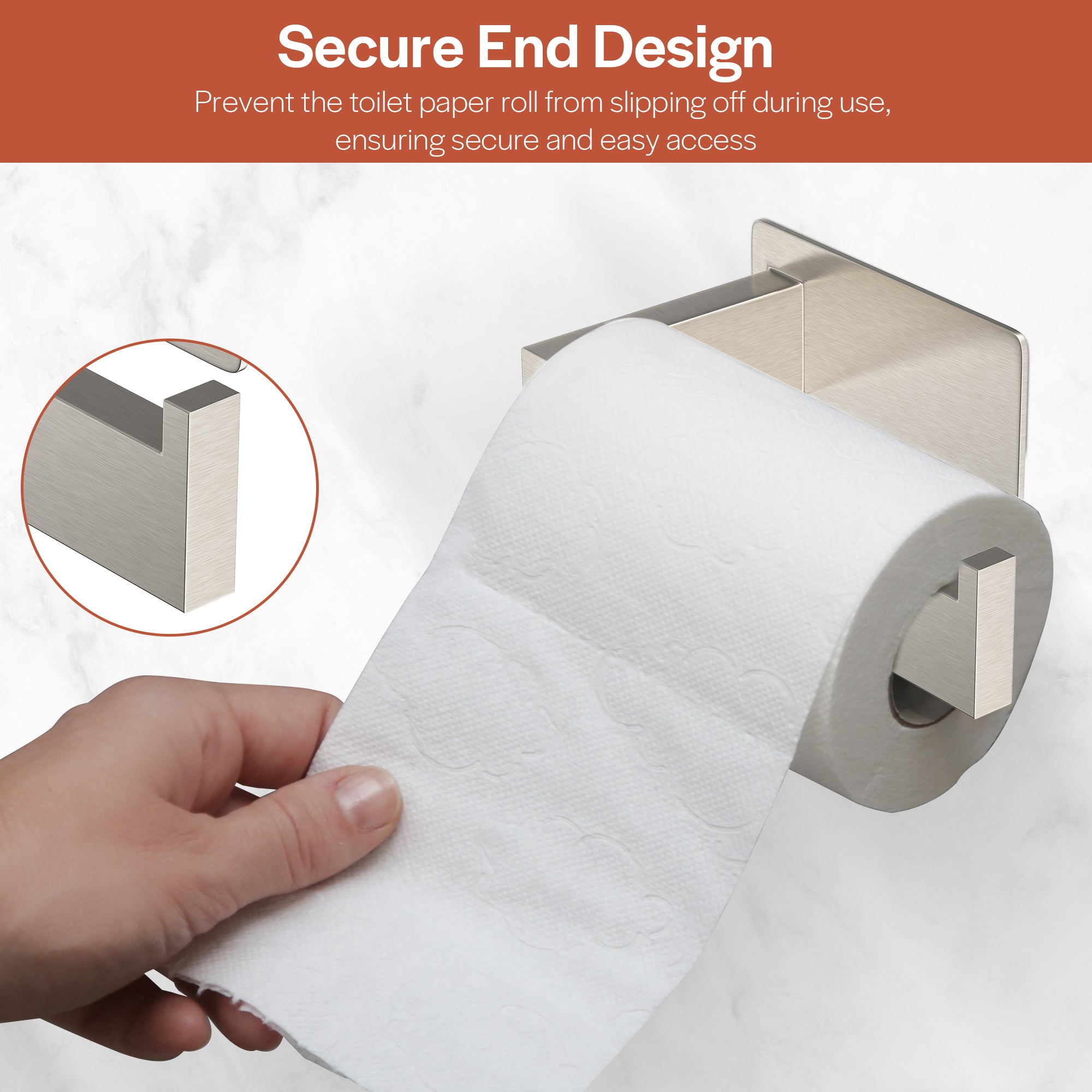 Empava No-Drill Self-Adhesive Stainless Steel Toilet Paper Holder - Brushed Nickel