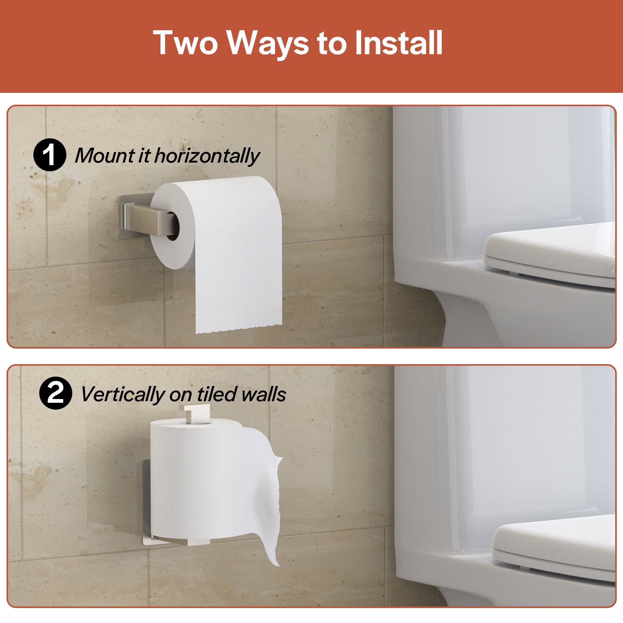 Empava No-Drill Self-Adhesive Stainless Steel Toilet Paper Holder - Brushed Nickel