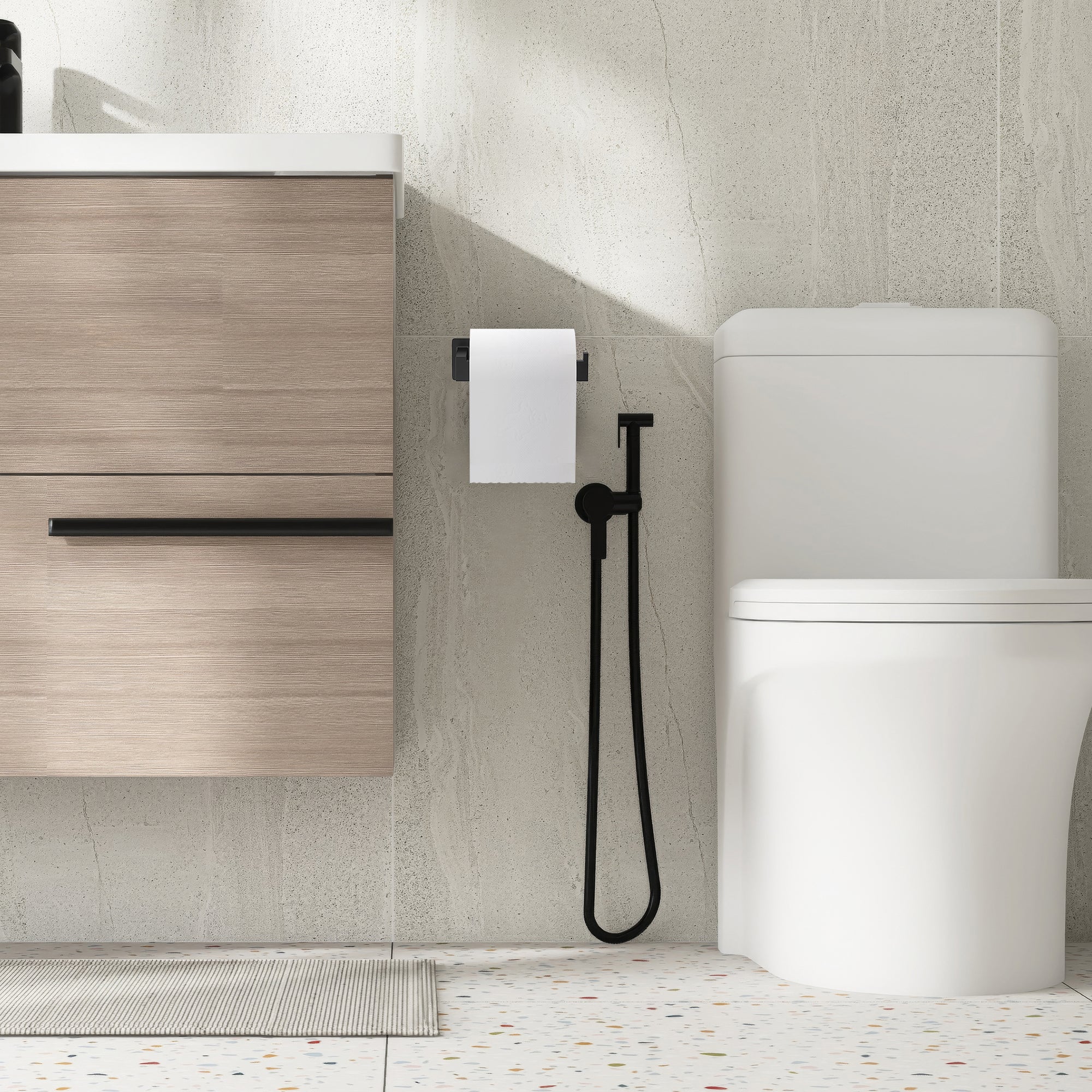 Empava No-Drill Self-Adhesive Stainless Steel Toilet Paper Holder - Matte Black