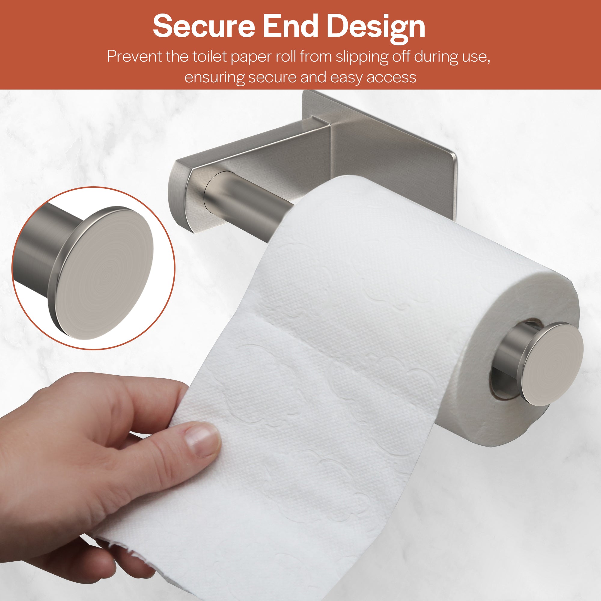 Empava No-Drill Self-Adhesive Stainless Steel Toilet Paper Holder - Brushed Nickel