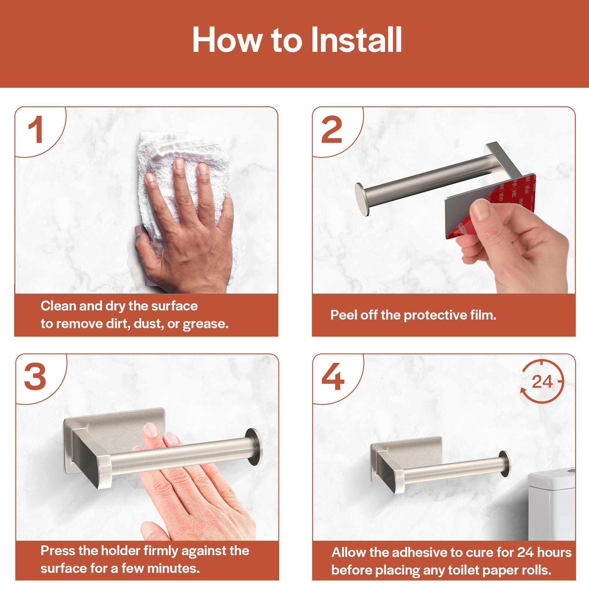 Empava No-Drill Self-Adhesive Stainless Steel Toilet Paper Holder - Brushed Nickel