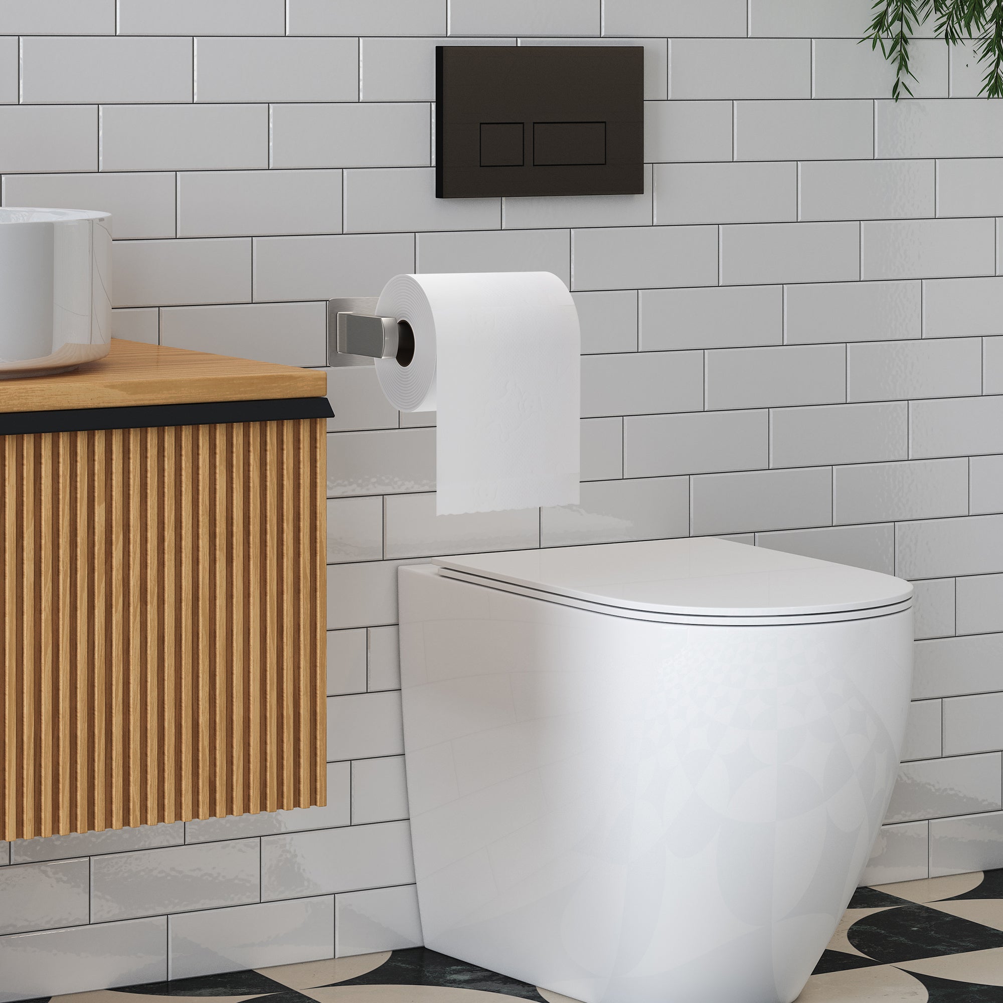 Empava No-Drill Self-Adhesive Stainless Steel Toilet Paper Holder - Brushed Nickel