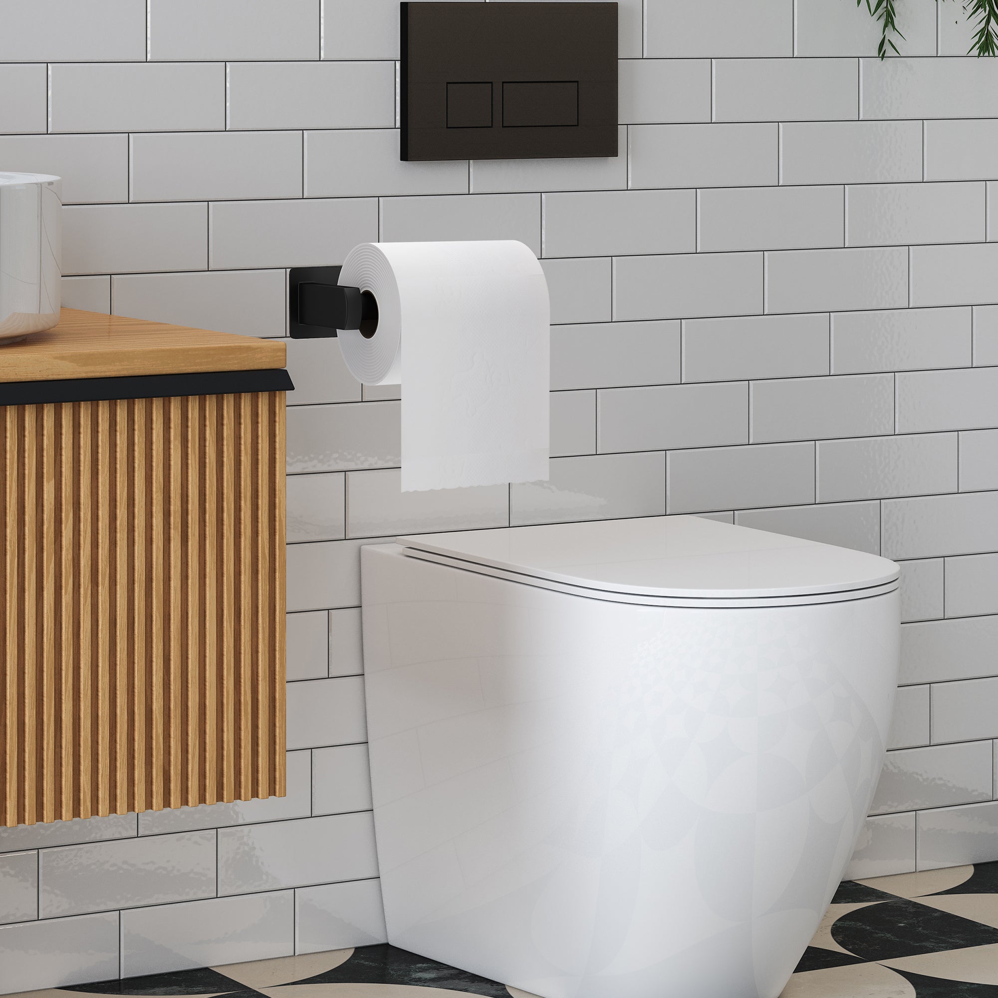 Empava No-Drill Self-Adhesive Stainless Steel Toilet Paper Holder - Matte Black