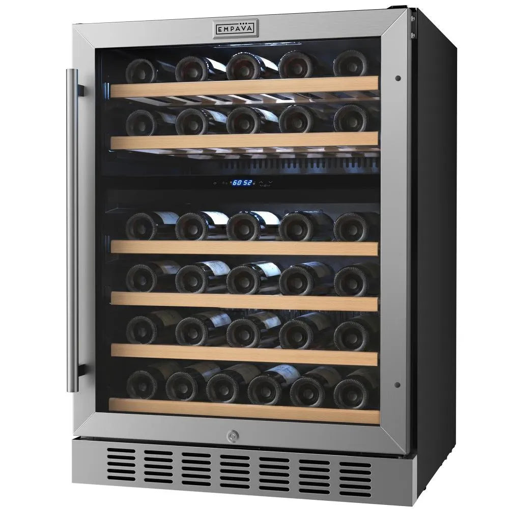 Empava Enfriador de vino de doble zona de 24 pulgadas Refrigerador de vino