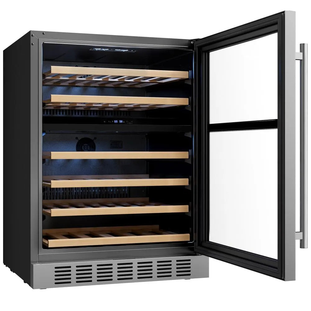 Empava Enfriador de vino de doble zona de 24 pulgadas Refrigerador de vino