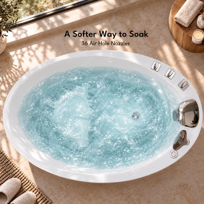 Top view of bubbling water in the Empava 48JT011 air massage tub