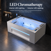 71 Inch Alcove Massage Inline Heater 2-Person LED Tub With Left Drain