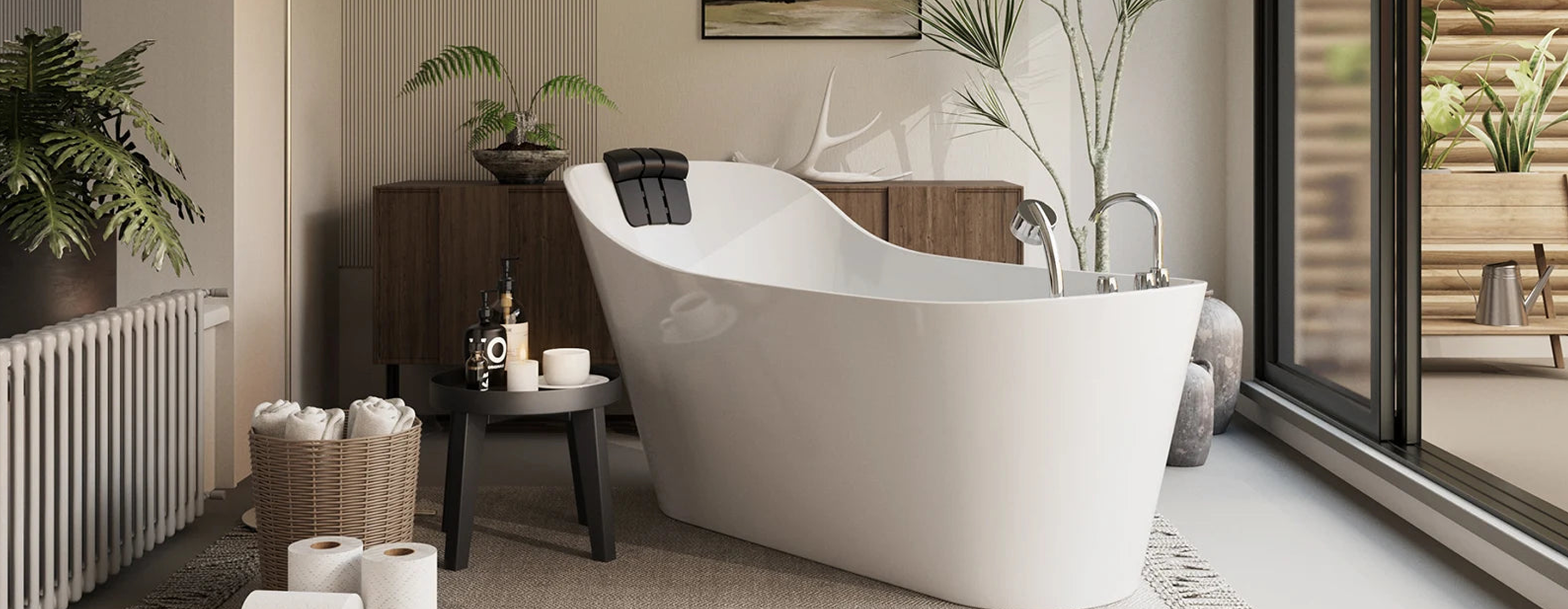 Freestanding bathtubs in matte white